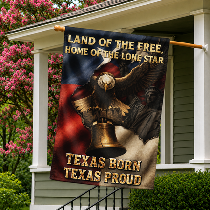 Texas Flag Texas Born Texas Proud Eagle Liberty Bell Flag