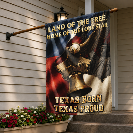 Texas Flag Texas Born Texas Proud Eagle Liberty Bell Flag