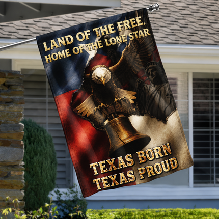 Texas Flag Texas Born Texas Proud Eagle Liberty Bell Flag