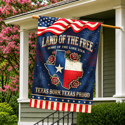 Texas Flag Texas Born Texas Proud Lone Star Rose Patriotic Flag