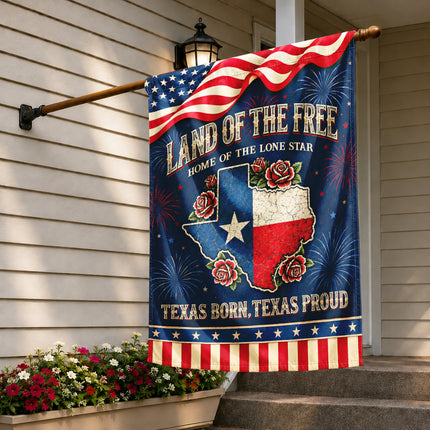 Texas Flag Texas Born Texas Proud Lone Star Rose Patriotic Flag