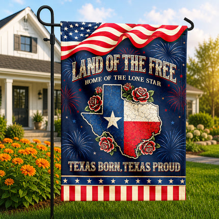 Texas Flag Texas Born Texas Proud Lone Star Rose Patriotic Flag