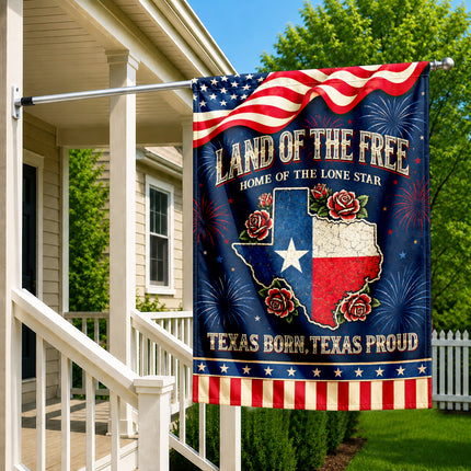 Texas Flag Texas Born Texas Proud Lone Star Rose Patriotic Flag