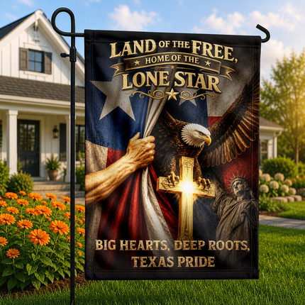 Texas Flag Christian Cross Eagle Lone Star Patriotic Flag