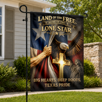 Texas Flag Christian Cross Eagle Lone Star Patriotic Flag