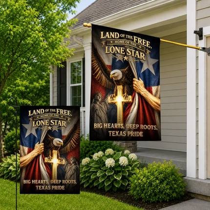 Texas Flag Christian Cross Eagle Lone Star Patriotic Flag