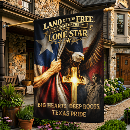 Texas Flag Christian Cross Eagle Lone Star Patriotic Flag