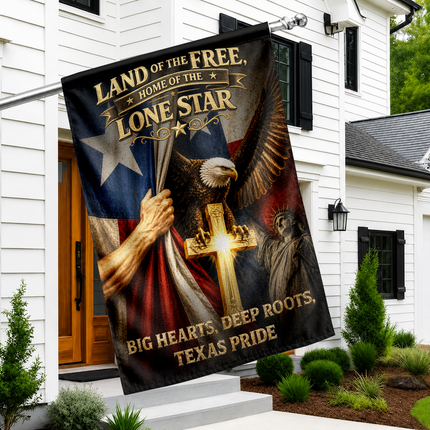Texas Flag Christian Cross Eagle Lone Star Patriotic Flag