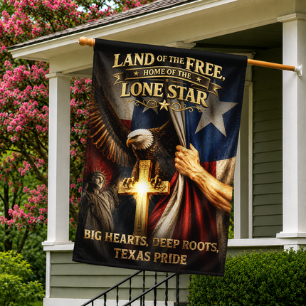 Texas Flag Christian Cross Eagle Lone Star Patriotic Flag