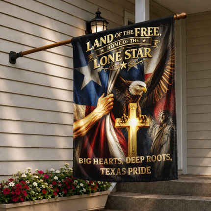 Texas Flag Christian Cross Eagle Lone Star Patriotic Flag
