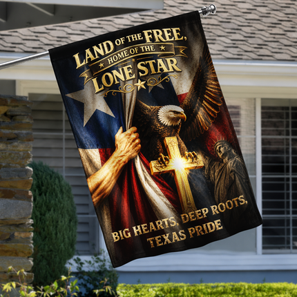 Texas Flag Christian Cross Eagle Lone Star Patriotic Flag