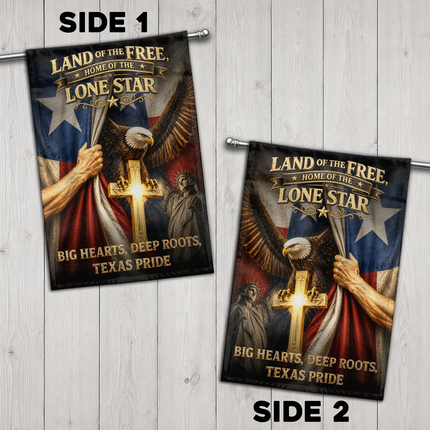Texas Flag Christian Cross Eagle Lone Star Patriotic Flag
