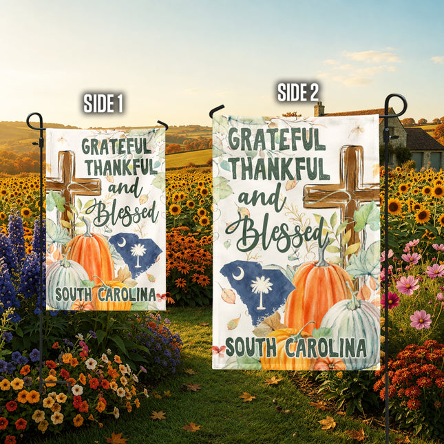 South Carolina Grateful Thankful Blessed Christian Fall Flag