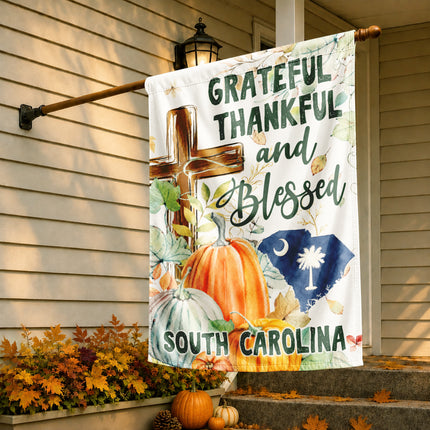 South Carolina Grateful Thankful Blessed Christian Fall Flag