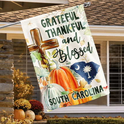 South Carolina Grateful Thankful Blessed Christian Fall Flag