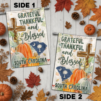 South Carolina Grateful Thankful Blessed Christian Fall Flag