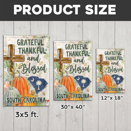 South Carolina Grateful Thankful Blessed Christian Fall Flag
