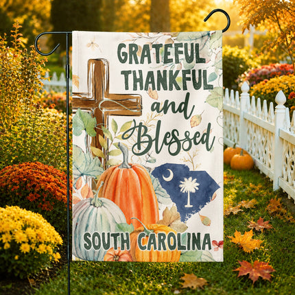 South Carolina Grateful Thankful Blessed Christian Fall Flag