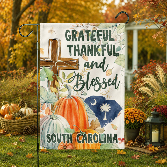 South Carolina Grateful Thankful Blessed Christian Fall Flag