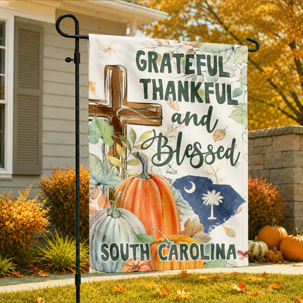 South Carolina Grateful Thankful Blessed Christian Fall Flag