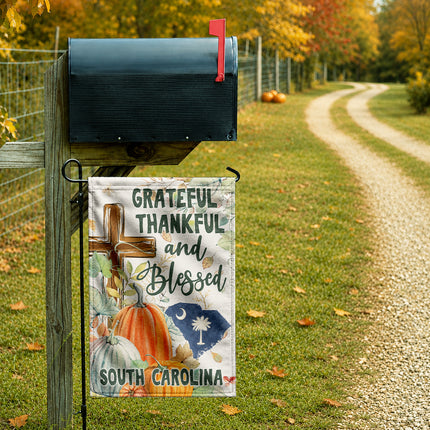 South Carolina Grateful Thankful Blessed Christian Fall Flag