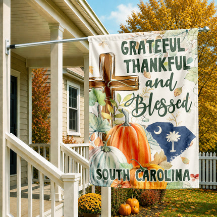 South Carolina Grateful Thankful Blessed Christian Fall Flag