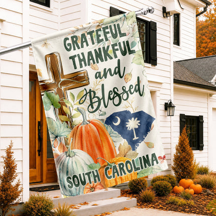 South Carolina Grateful Thankful Blessed Christian Fall Flag