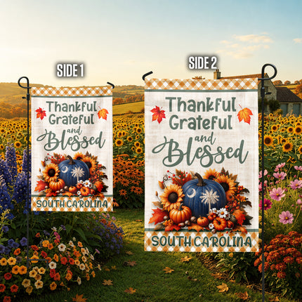 South Carolina Thankful Grateful Blessed Pumpkin Fall Flag