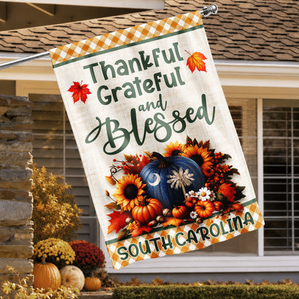 South Carolina Thankful Grateful Blessed Pumpkin Fall Flag