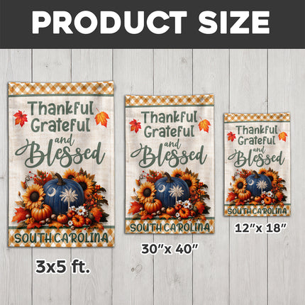 South Carolina Thankful Grateful Blessed Pumpkin Fall Flag