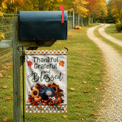 South Carolina Thankful Grateful Blessed Pumpkin Fall Flag