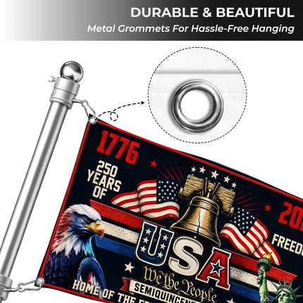 USA Semiquincentennial 250 Years of Freedom Liberty Bell Eagle House Flag