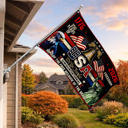 USA Semiquincentennial 250 Years of Freedom Liberty Bell Eagle House Flag