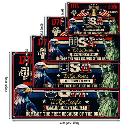 USA Semiquincentennial 250 Years of Freedom Liberty Bell Eagle House Flag