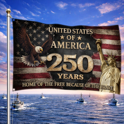 United States of America 250 Years Liberty Eagle Statue of Liberty House Flag