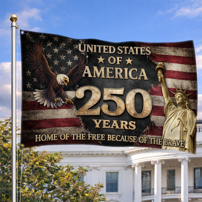 United States of America 250 Years Liberty Eagle Statue of Liberty House Flag