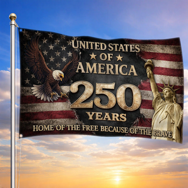 United States of America 250 Years Liberty Eagle Statue of Liberty House Flag