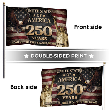 United States of America 250 Years Liberty Eagle Statue of Liberty House Flag