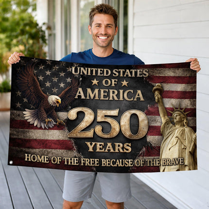 United States of America 250 Years Liberty Eagle Statue of Liberty House Flag