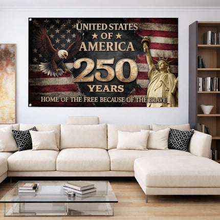 United States of America 250 Years Liberty Eagle Statue of Liberty House Flag