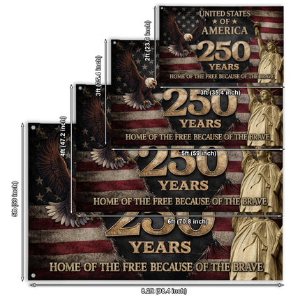 United States of America 250 Years Liberty Eagle Statue of Liberty House Flag