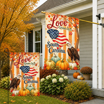 South Carolina Love Grows Patriotic Eagle Fall Flag