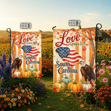 South Carolina Love Grows Patriotic Eagle Fall Flag