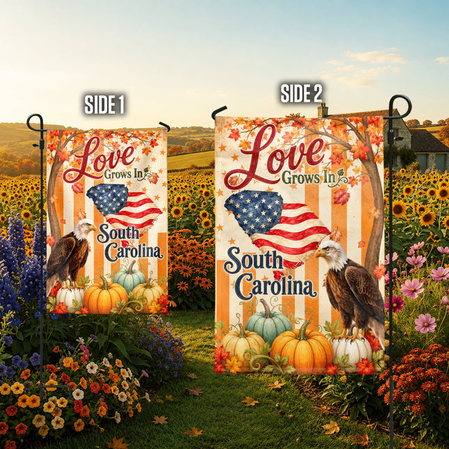 South Carolina Love Grows Patriotic Eagle Fall Flag