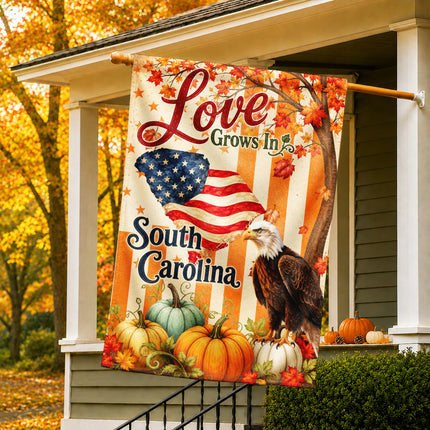 South Carolina Love Grows Patriotic Eagle Fall Flag