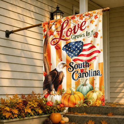 South Carolina Love Grows Patriotic Eagle Fall Flag