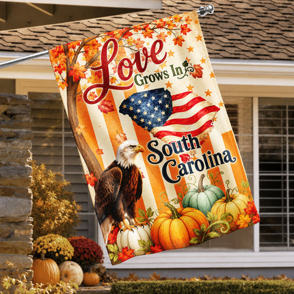 South Carolina Love Grows Patriotic Eagle Fall Flag