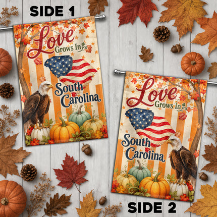 South Carolina Love Grows Patriotic Eagle Fall Flag