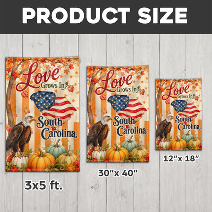 South Carolina Love Grows Patriotic Eagle Fall Flag