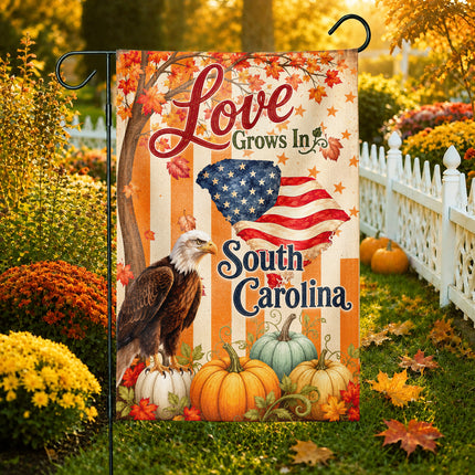 South Carolina Love Grows Patriotic Eagle Fall Flag